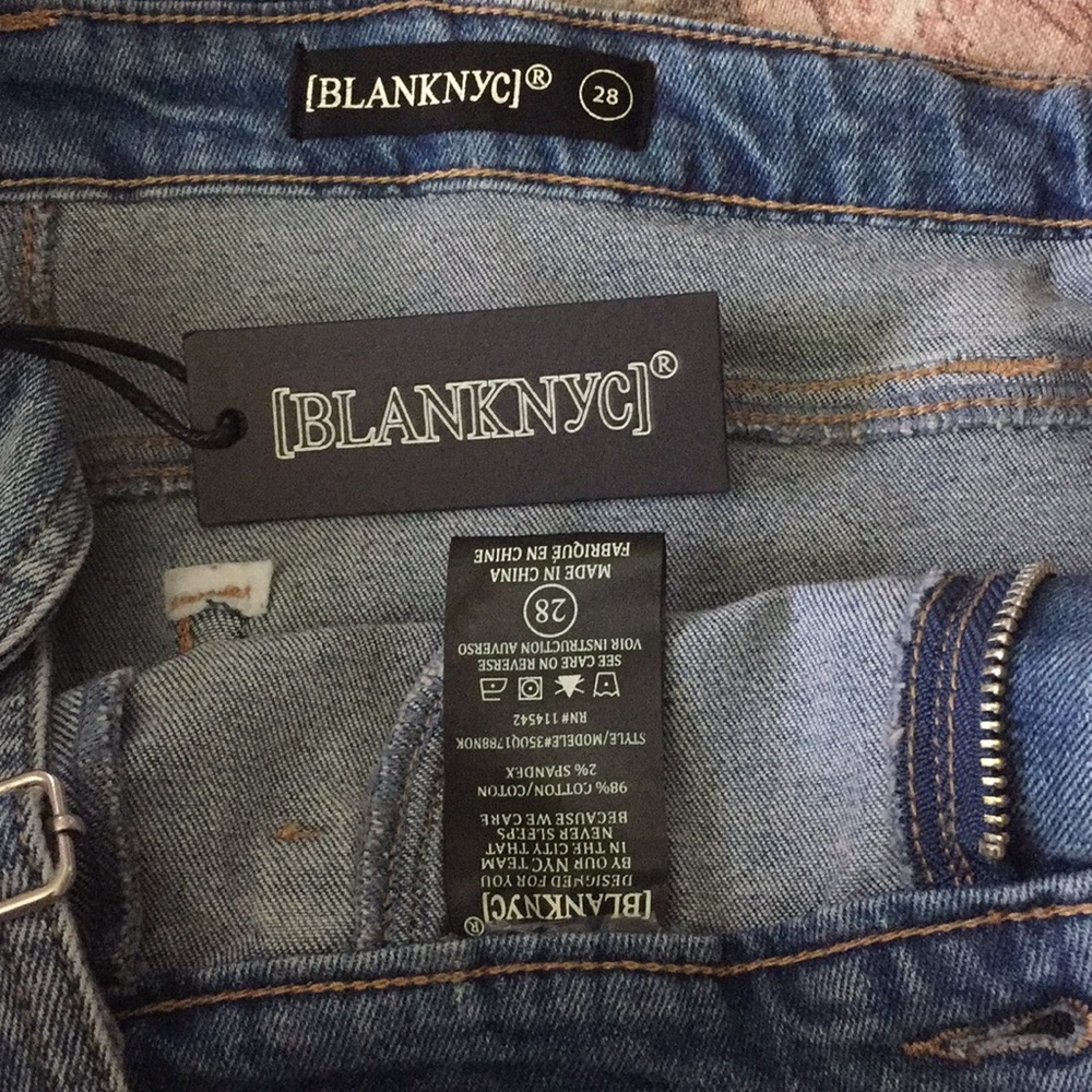 BLANK NYC Size 28 Denim Overalls 2% stretch MidBlue Brass Slide Fitting $229 NEW - Picture 12 of 12